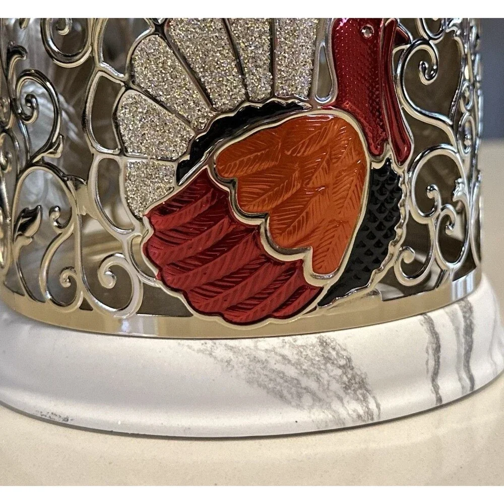 Bath & Body Works Turkey Candle Holder/Sleeve Thanksgiving 2021 Glitter & Marble